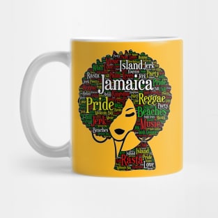 Jamaica Pride Woman With Words in Afro Mug